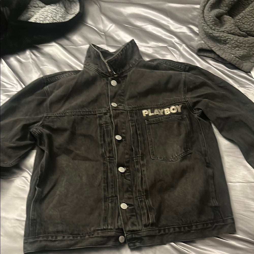 PLAYBOY Black Lightweight Shirt Jacket Denim Style